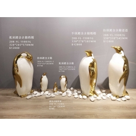 y16075 立體雕塑.擺飾 立體擺飾系列 動物、人物系列 - 企鵝家族擺飾(隔離鍍金)